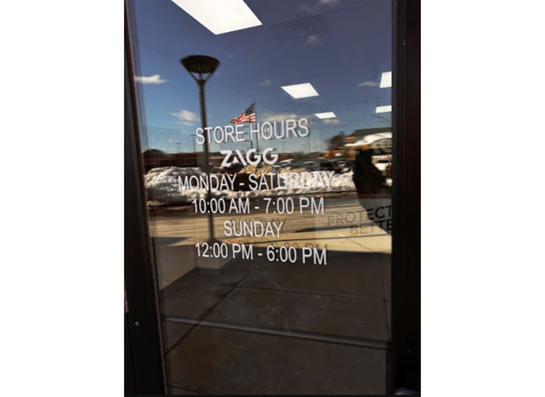 store hours on ZAGG - Westford, MA door