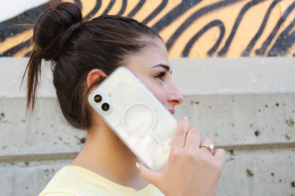 woman holding crystal palace snap phone case