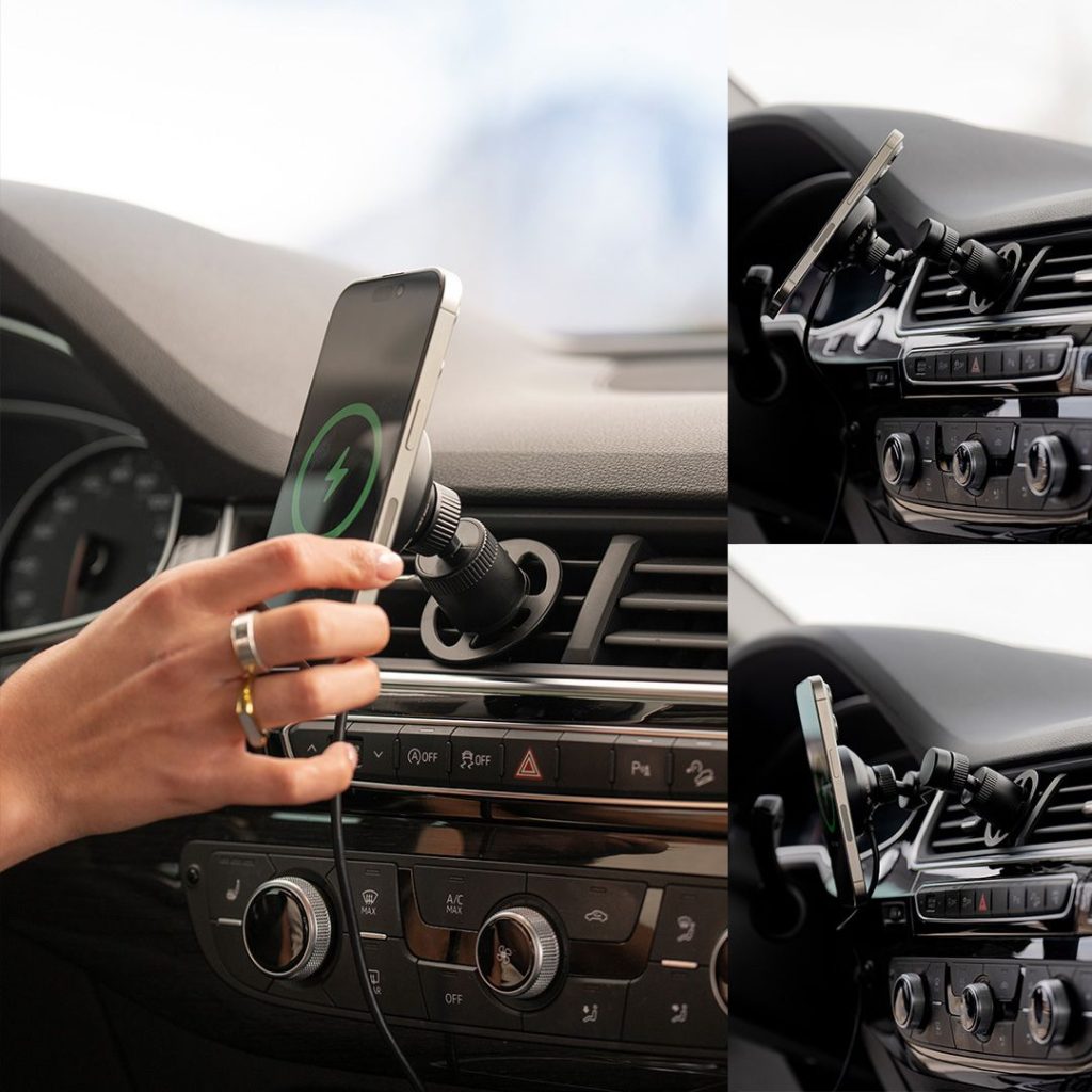 collage of portraits of mophie car mount