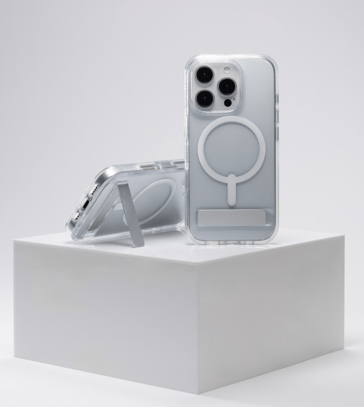 Cell phone stand with iphone on it